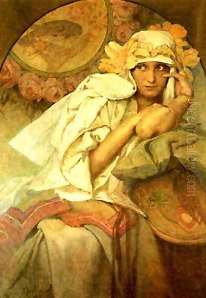 Muse Oil Painting by Alphonse Maria Mucha