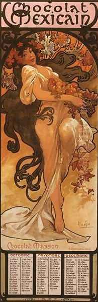 The Four Seasons: Autumn. 1897 Oil Painting by Alphonse Maria Mucha