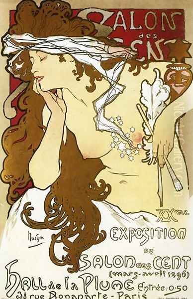 Salon des Cent, 1896 Oil Painting by Alphonse Maria Mucha