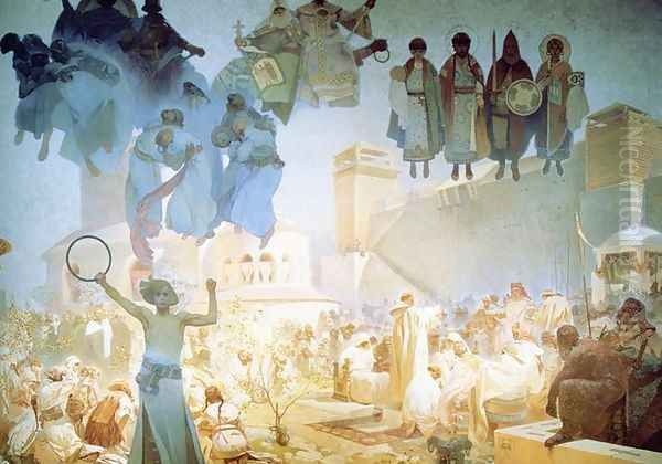 The Introduction of the Slavonic Liturgy, 1912 Oil Painting by Alphonse Maria Mucha