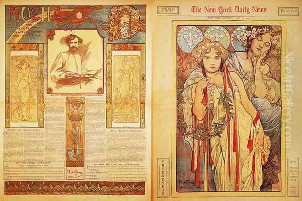 The New York Daily News, 1904 Oil Painting by Alphonse Maria Mucha