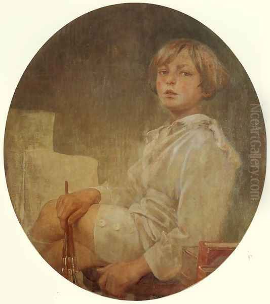 Portrait of Jiri, 1925 Oil Painting by Alphonse Maria Mucha