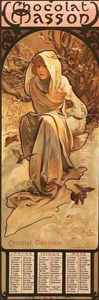 The Four Seasons: Winter. 1897 Oil Painting by Alphonse Maria Mucha