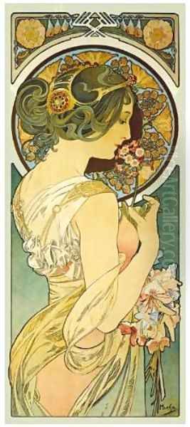 La Primevere Oil Painting by Alphonse Maria Mucha