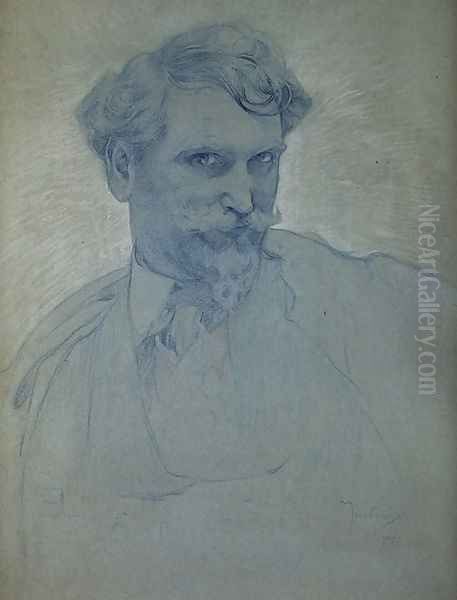 Self Portrait 2 Oil Painting by Alphonse Maria Mucha