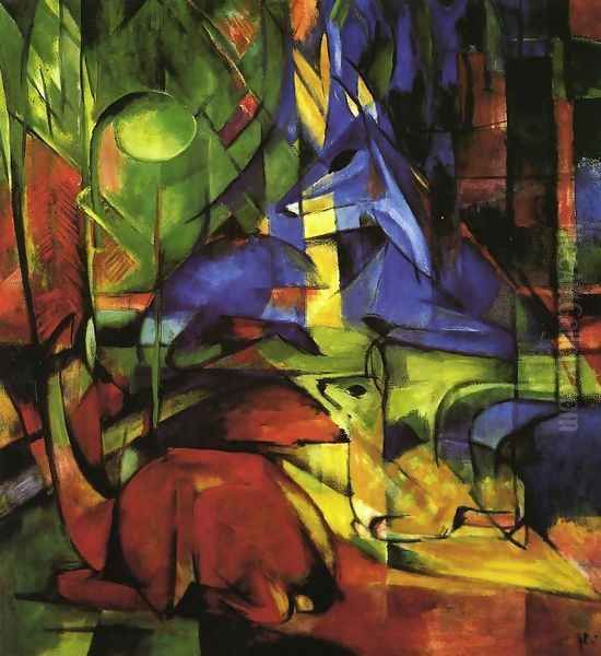 Deer In The Forest II2 Oil Painting by Franz Marc