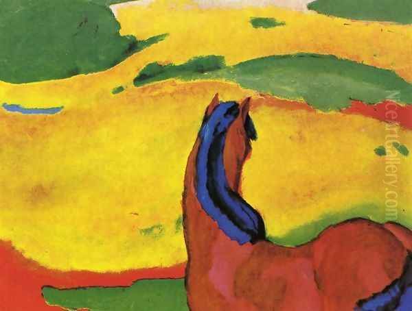 Horse In A Landscape Oil Painting by Franz Marc