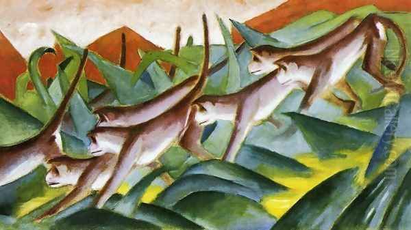 Monkey Frieze Oil Painting by Franz Marc