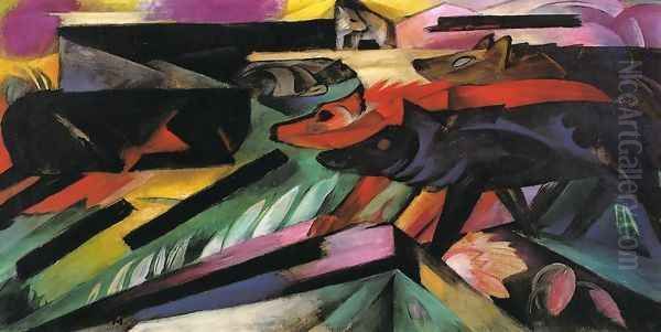 The Wolves Aka Balkan War Oil Painting by Franz Marc