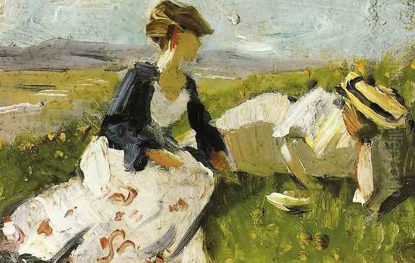 Two Women On The Hillside Sketch Oil Painting by Franz Marc