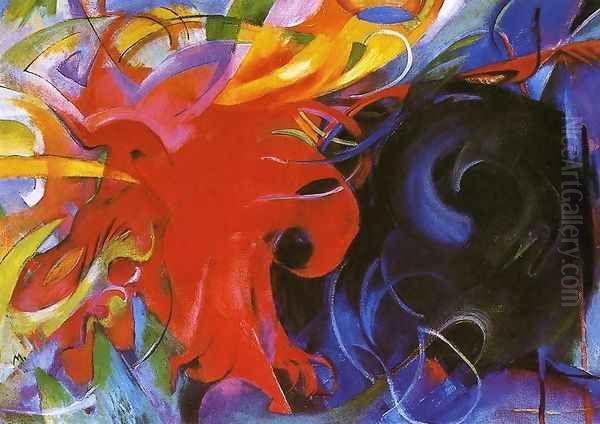 Fighting Forms Oil Painting by Franz Marc