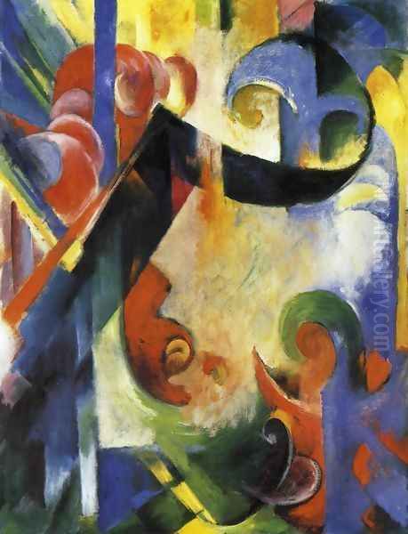 Broken Forms Oil Painting by Franz Marc