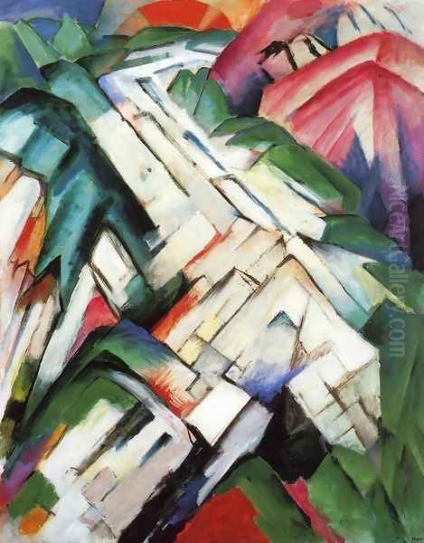 Mountains Aka Rocky Way Landscape Oil Painting by Franz Marc