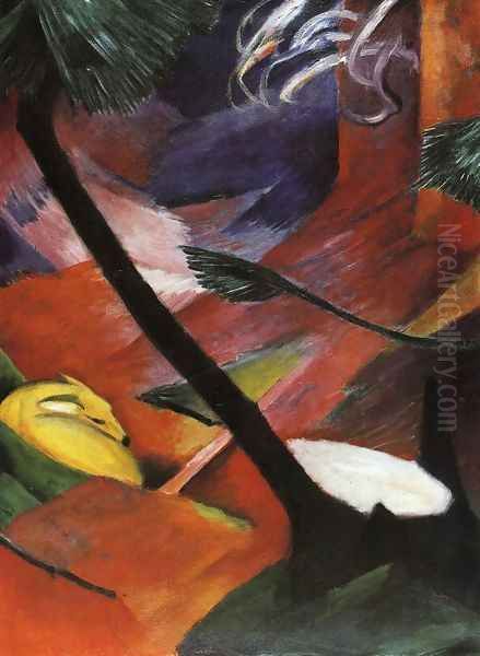 Deer In The Forest II Oil Painting by Franz Marc