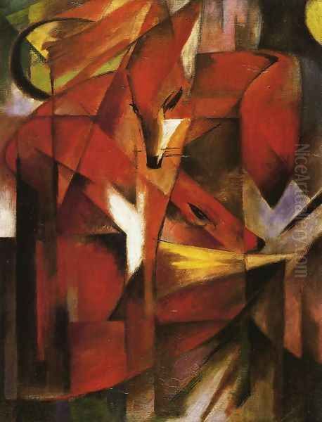 Foxes Oil Painting by Franz Marc