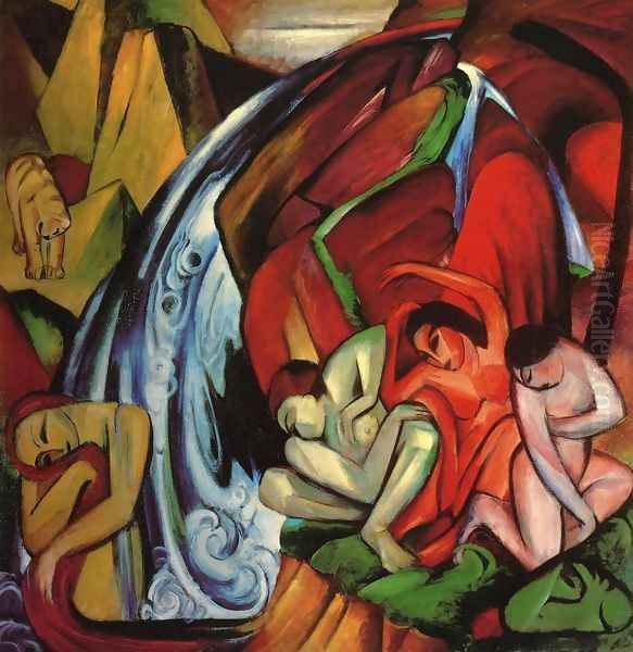 The Waterfall Oil Painting by Franz Marc