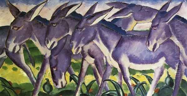 Donkey Frieze Oil Painting by Franz Marc