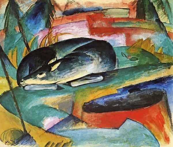 Sleeping Deer Oil Painting by Franz Marc