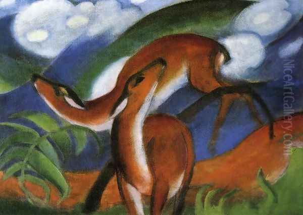 Red Deer II Oil Painting by Franz Marc