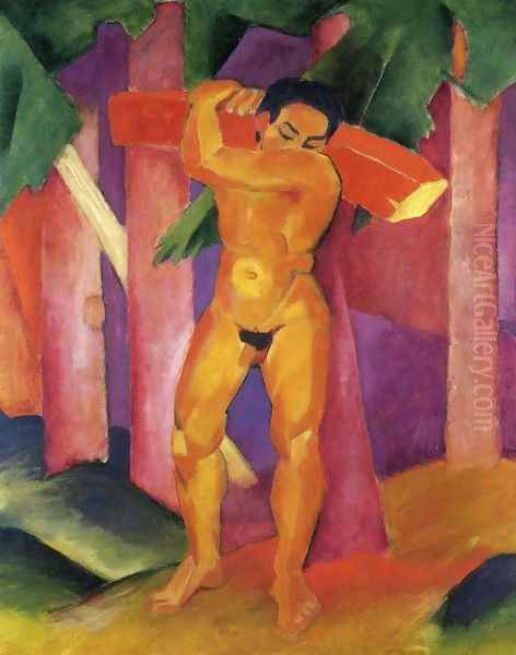 Woodcutter Oil Painting by Franz Marc