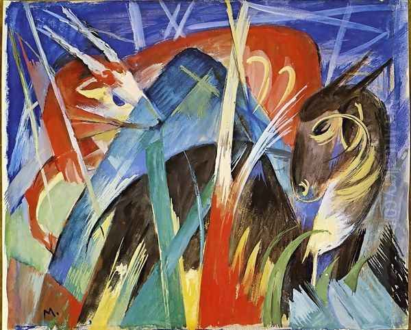 Fairy Animals Oil Painting by Franz Marc