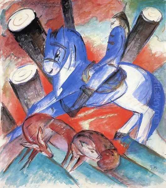 Saint Julian L Hospitalier Oil Painting by Franz Marc