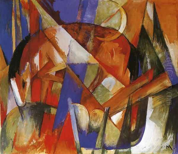 Fabulous Beast II Oil Painting by Franz Marc