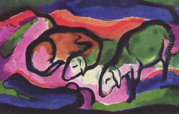 The Sheep Oil Painting by Franz Marc