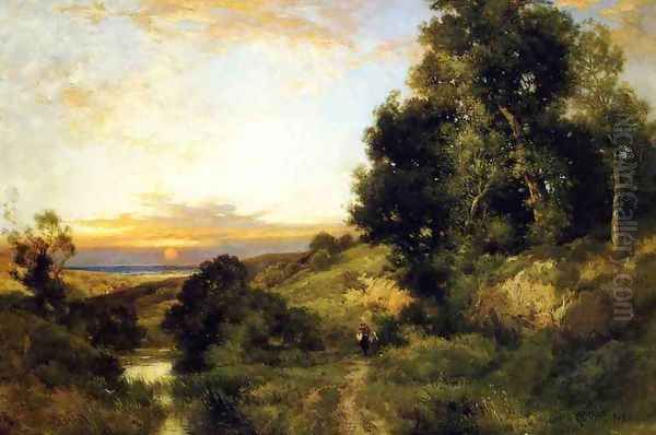 A Late Afternoon In Summer Oil Painting by Thomas Moran