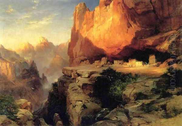 Cliff Dwellers Oil Painting by Thomas Moran