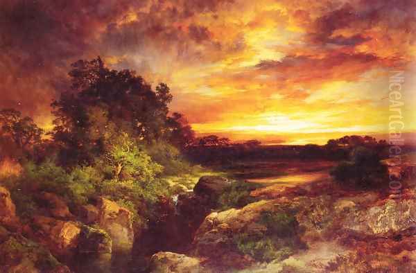 An Arizona Sunset Near The Grand Canyon Oil Painting by Thomas Moran