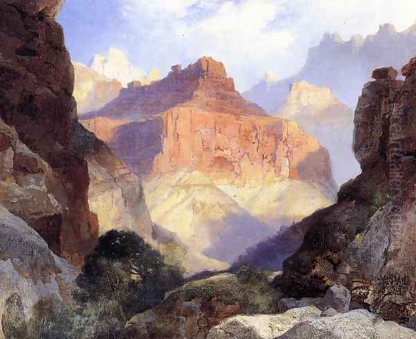 Under The Red Wall Grand Canyon Of Arizona Oil Painting by Thomas Moran