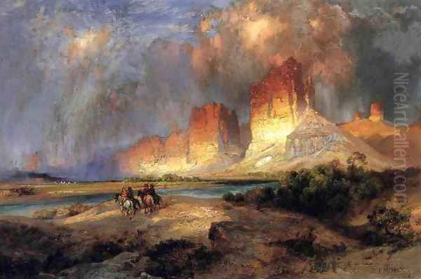 Cliffs Of The Upper Colorado River Wyoming Territory Oil Painting by Thomas Moran