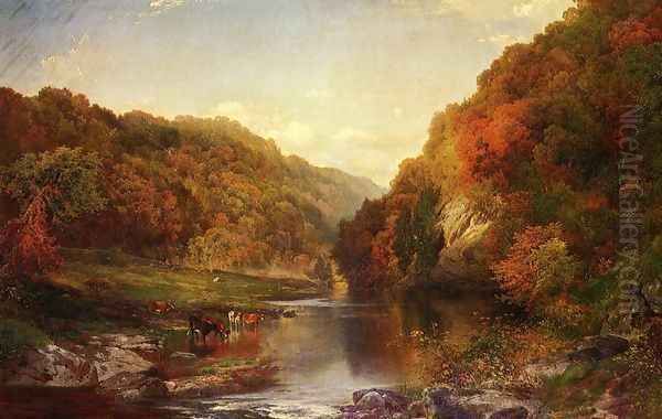 Autumn On The Wissahickon Oil Painting by Thomas Moran