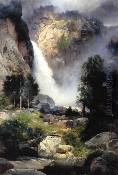 Cascade Falls Yosemite Oil Painting by Thomas Moran