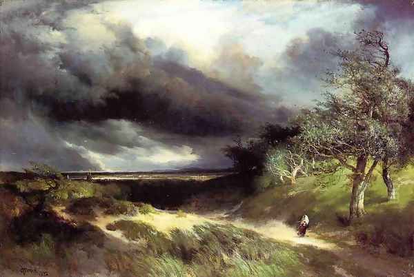 East Hampton Long Island Sand Oil Painting by Thomas Moran