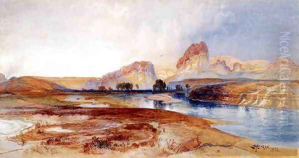 Cliffs Green River Wyoming Oil Painting by Thomas Moran