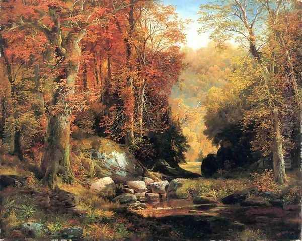 Cresheim Glen Wissahickon Autumn Oil Painting by Thomas Moran