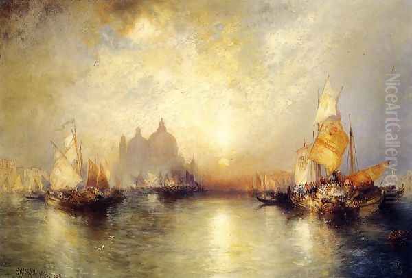 Entrance To The Grand Canal Venice Oil Painting by Thomas Moran