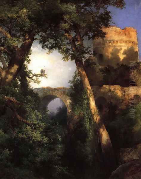 Two Owls Oil Painting by Thomas Moran