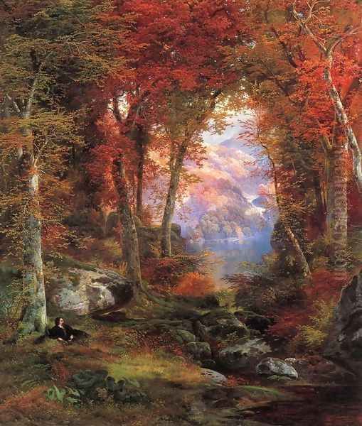 The Autumnal Woods (Under The Trees) Oil Painting by Thomas Moran