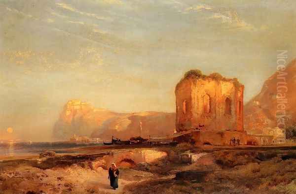 Temple Of Venus Castle Of Baiae Oil Painting by Thomas Moran