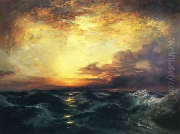 Pacific Sunset Oil Painting by Thomas Moran