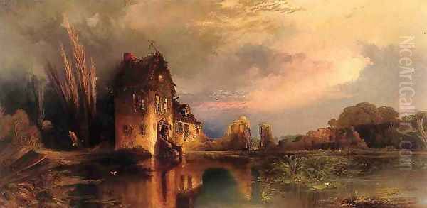 Haunted House Oil Painting by Thomas Moran