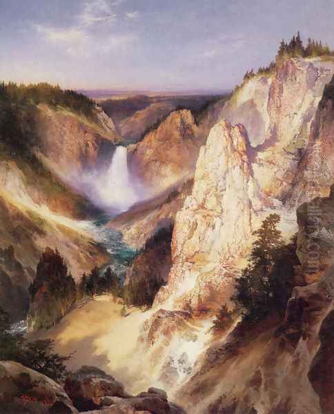 Great Falls Of Yellowstone Oil Painting by Thomas Moran