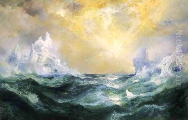 Icebergs in Mid-Atlantic Oil Painting by Thomas Moran