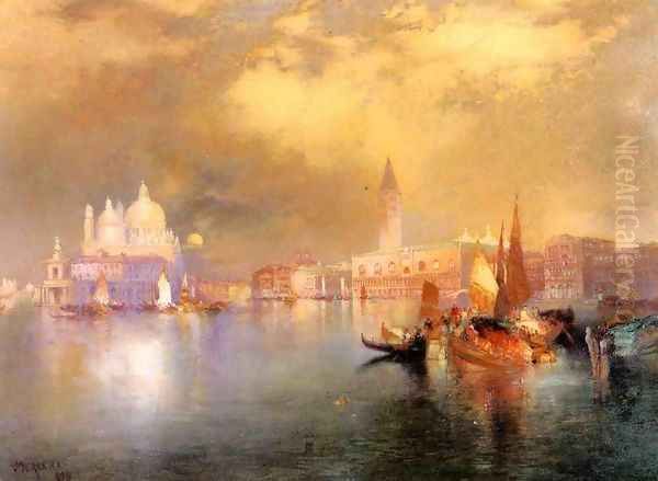 Moonlight in Venice Oil Painting by Thomas Moran