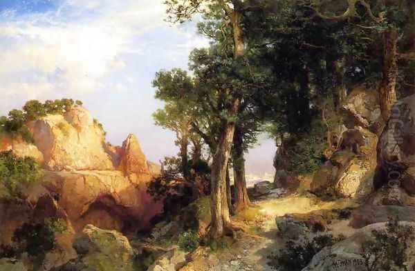 On The Berry Trail Grand Canyon Of Arizona Oil Painting by Thomas Moran