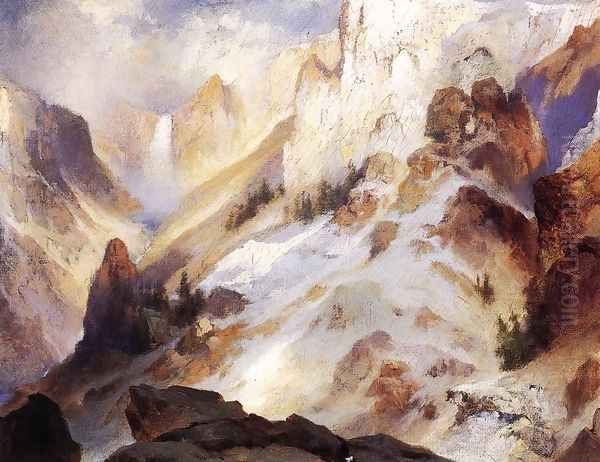 Yellowstone Canyon Oil Painting by Thomas Moran