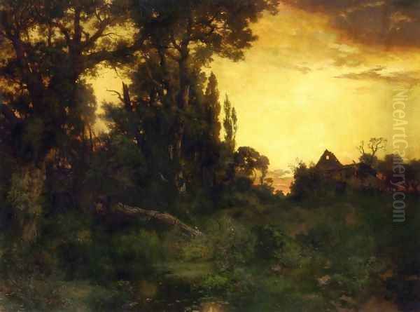 Twilight Oil Painting by Thomas Moran